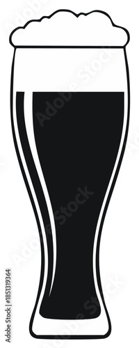 Stylized illustration of a full beer glass with frothy foam a refreshing alcoholic beverage