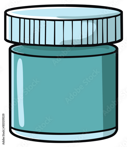 Simple cartoon illustration of a closed cylindrical container with a ribbed screw lid