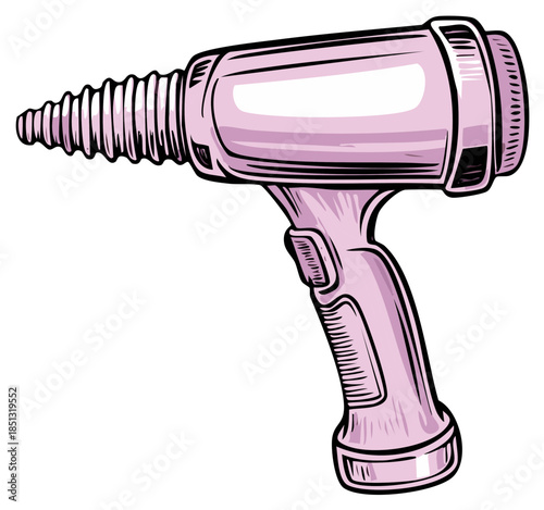 Futuristic Ray Gun Illustration Weapon Concept Art Pink Blaster Vintage Toy Gun Sci-Fi Technology