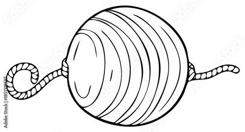 Hand drawn vector of a ball of twine with attached rope illustration