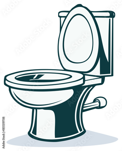 Open Toilet Seat in Public Restroom Water Closet Plumbing Fixture