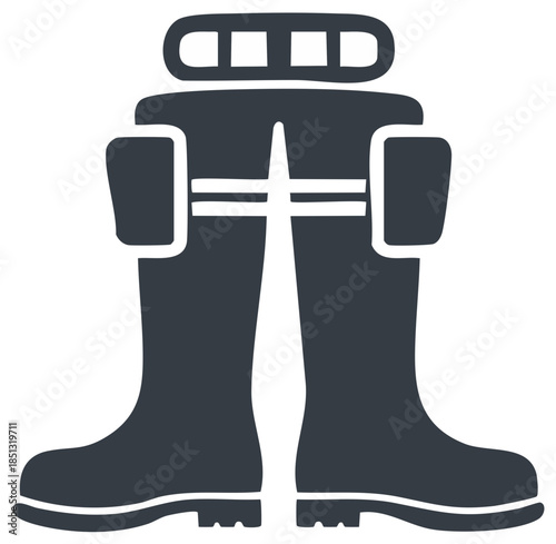 Protective Fisherman Clothing Isolated, Fishing Protective Outfit, Dark Marine Water Boots