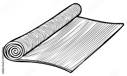 Rolled Yoga Mat Illustration Exercise Fitness Gym Object