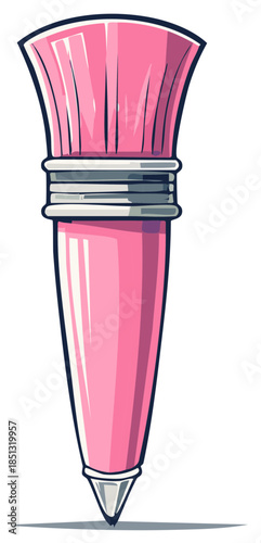 Pink pastry brush illustration, cartoon style, vector design