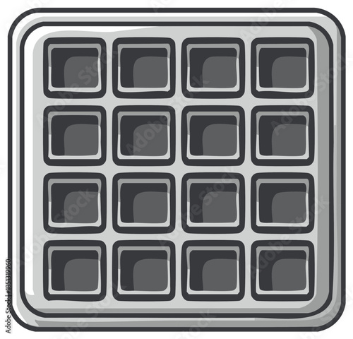 Cartoon vector gray waffle iron for cooking food equipment appliance breakfast