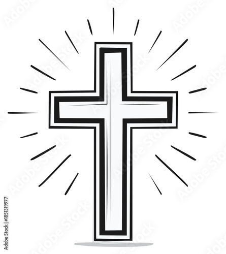 Christian Cross Symbol with Rays of Light Spiritual Religion Faith