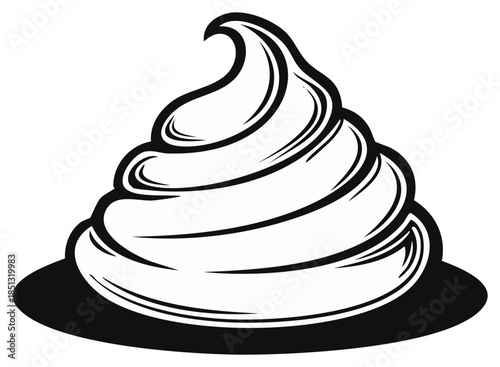 Swirled dessert graphic, cream, or icing illustration, spiral shape, vector design.