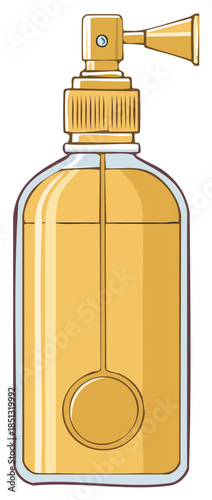 Classic golden perfume spray bottle with atomizer nozzle cartoon vector illustration