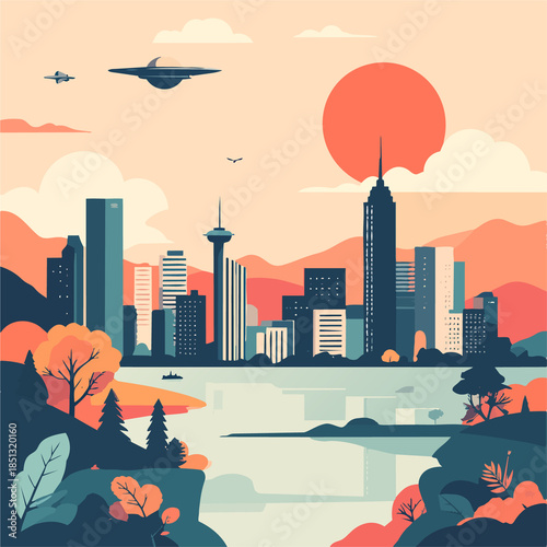 urban landscape with city