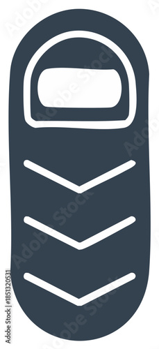 Dark Blue Sleeping Bag with White Details for Camping and Travel