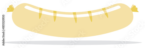 Cartoon illustration of a yellow sausage with grill marks