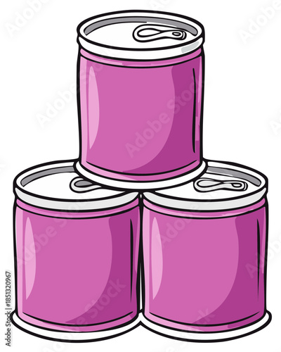 Stacked Purple Cans Fresh Drink Containers Metal Cans Canned Goods