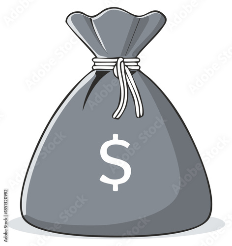 Moneybag Illustration with Dollar Sign Symbol Financial Savings or Monetary Wealth