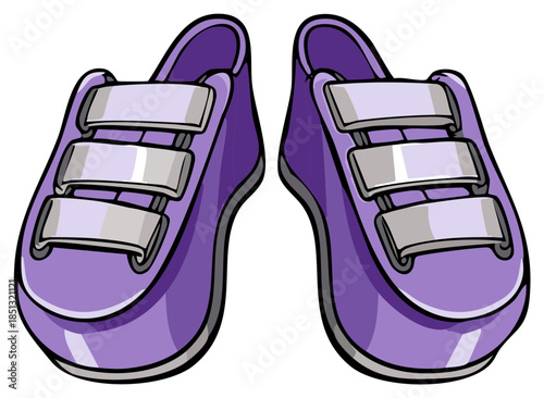 Purple children's sneakers with hook-and-loop straps illustration