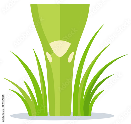 Vector illustration of fresh celery stalk with green grass for healthy lifestyle and vegetarian diet