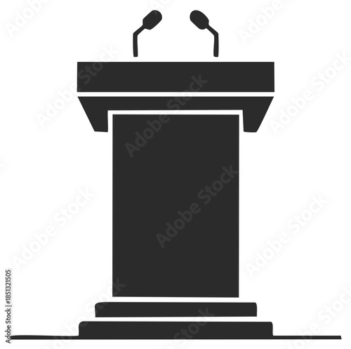 Lecture podium with microphones black silhouette