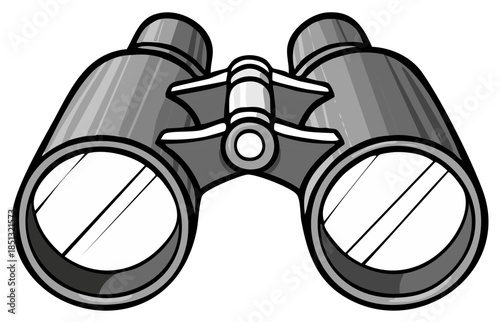 Cartoon Binoculars Illustration in Gray Tone