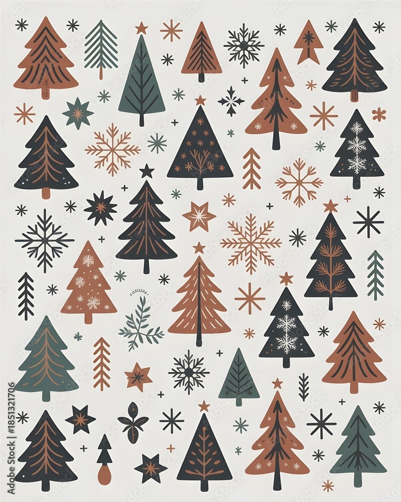 Obraz premium Scandinavian Christmas Seamless Pattern