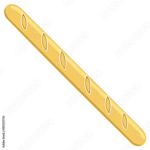 Simple vector icon of a traditional French baguette loaf