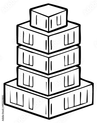 Simple Outline Illustration of a Stack of Rectangular Boxes or Books