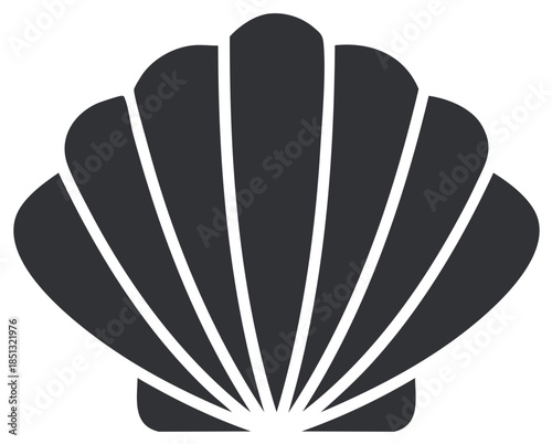 Minimalist scallop seashell silhouette graphic vector icon for sea and ocean themes