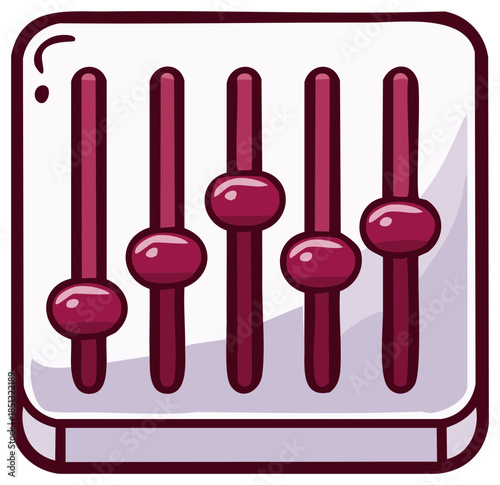 Hand drawn audio mixer control panel with equalizer sliders