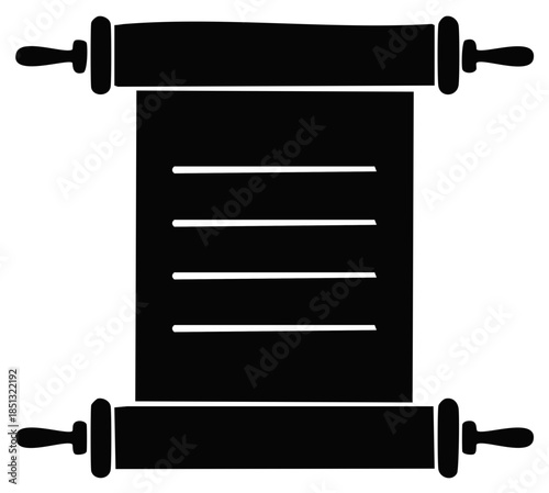 Vector icon of a historic scroll or manuscript representing ancient law wisdom and religious scripture