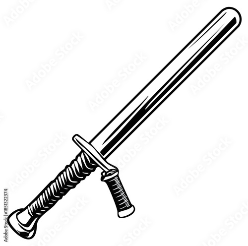 Medieval Straight Sword With Twisted Handle