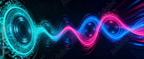 The sound wave is an annular pressure wave that synchronizes with the bass in the music. It is suitable for music visualizers, advertising of audio equipment. Vector. EPS_04.