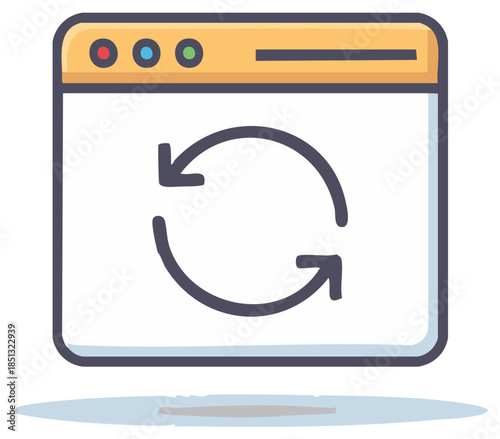 Refresh Icon on Browser Window Illustration Represents Updating and Reloading Data