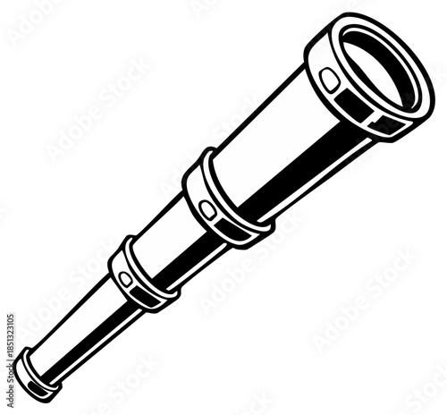 Vintage Hand Drawn Spyglass Telescope for Exploration Discovery and Future Vision