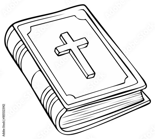 Classic Christian Bible with Raised Cross Icon on Cover