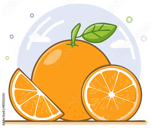 Vibrant Citrus Medley Fresh Orange Fruit with Slice and Whole Round Set a Sunny Delightful Collection for Kitchen Decor