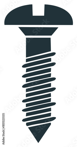 Conceptual Illustration: Isolated Flathead Screw with Threaded Shaft, DIY Engineering