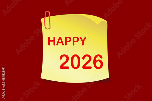 Sticky note with Happy 2026