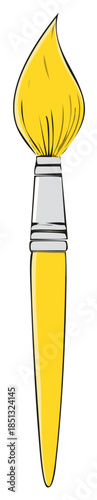 Vibrant Yellow Paintbrush Artistic Tool for Painting Fine Arts and Creative Expressions Illustration