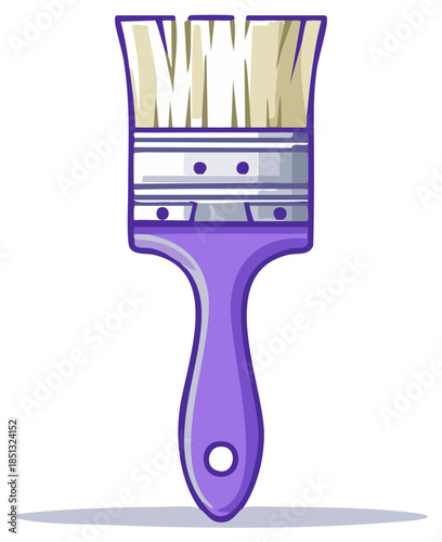Purple Paintbrush Illustration tool for paint application with synthetic bristles