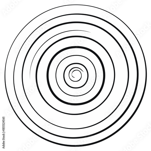 Concentric black spiral lines expanding from a central point creating a circular vortex pattern
