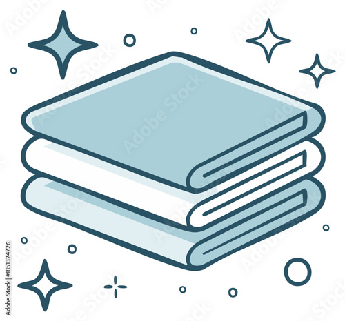Stack of Clean Folded Towels with Sparkle Elements