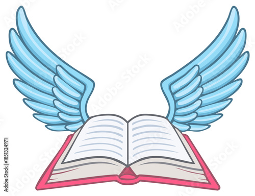 Flying Book with Wings Symbol of Knowledge Education and Imagination