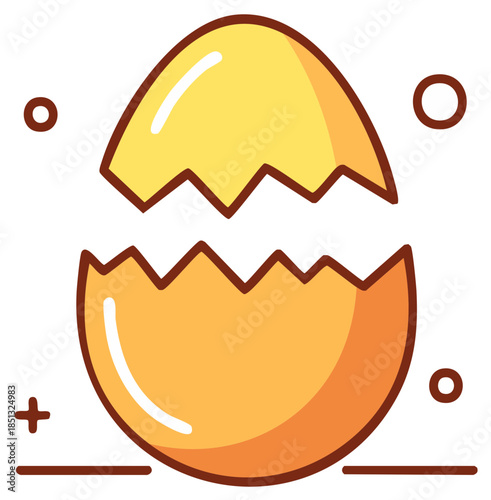 Cracked eggshell illustration broken egg symbol of birth hatching and new life concept