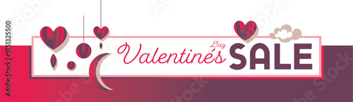 Valentinstag Sale Banner mit Herzen und Mond