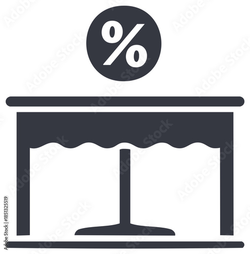 Table with a percentage sign icon for restaurant discounts, tips, and reservations