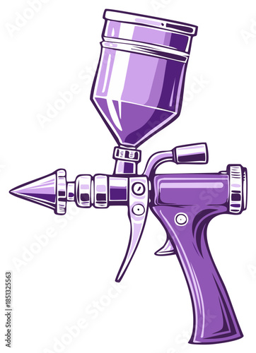 Professional Purple Spray Gun Tool Isolated  Illustration Vector Graphic