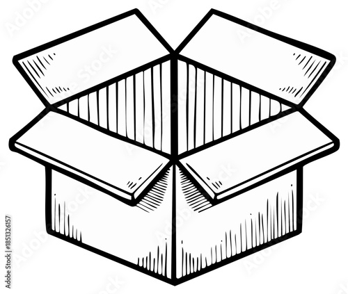 Open Cardboard Box Illustration Freshly Unpacked Empty Container