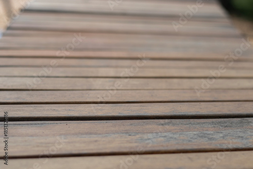 Wooden walkway bridge for decorating in a public park
