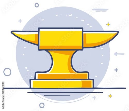 Modern flat line anvil icon illustration for metalwork and forging