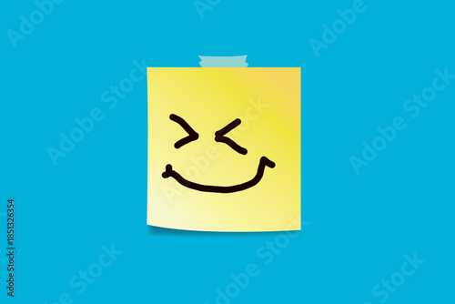 Happy faces drawn on sticky notes.