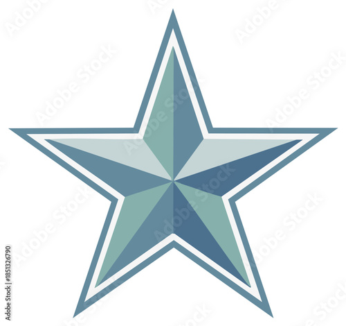 Modern geometric five-pointed star symbol with blue and teal tones and white outline