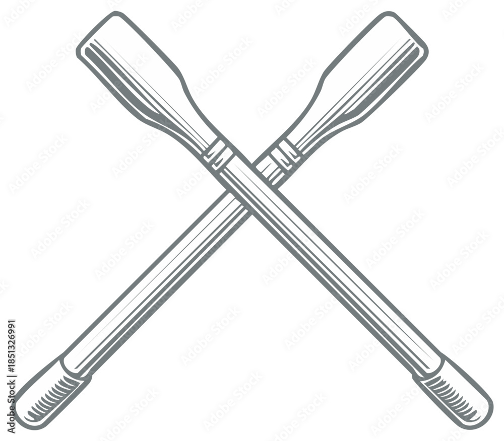 Fototapeta premium Crossed oars illustration depicting marine sport equipment; rowing accessories in graphic style